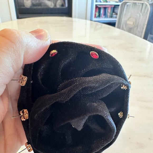 Anthropolgie Tiny Bejeweled Delicate Post Back 5 Pair Earring Set on Black Pin - Picture 8 of 8